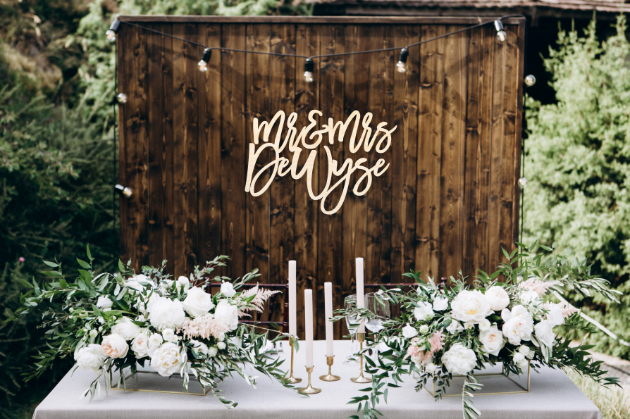 Mr. & Mrs DeWyse Style Wooden Backdrop Decor Wedding Decoration/ Living Room Decor