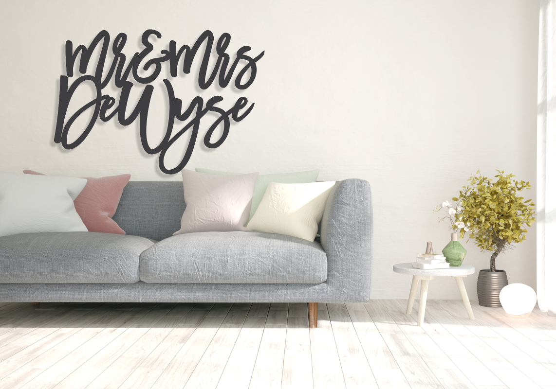 Mr. & Mrs DeWyse Style Wooden Backdrop Decor Wedding Decoration/ Living Room Decor