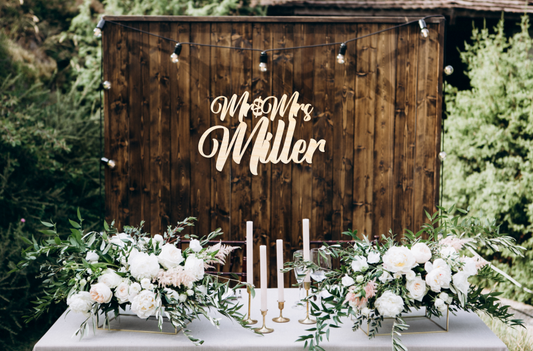 Mr. & Mrs Miller Style Wooden Backdrop Decor Wedding Decoration/ Living Room Decor