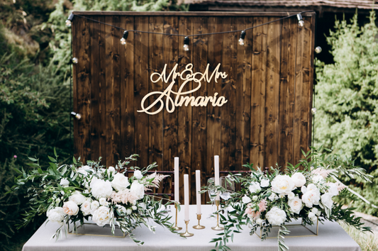 Mr. & Mrs Almario Style Wooden Backdrop Decor Wedding Decoration/ Living Room Decor